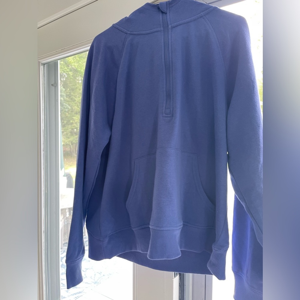 Purple, hoodie half zipped sweatshirt.